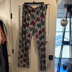 Disney Fleece Lounge Pants with Festive Mickey Plaid